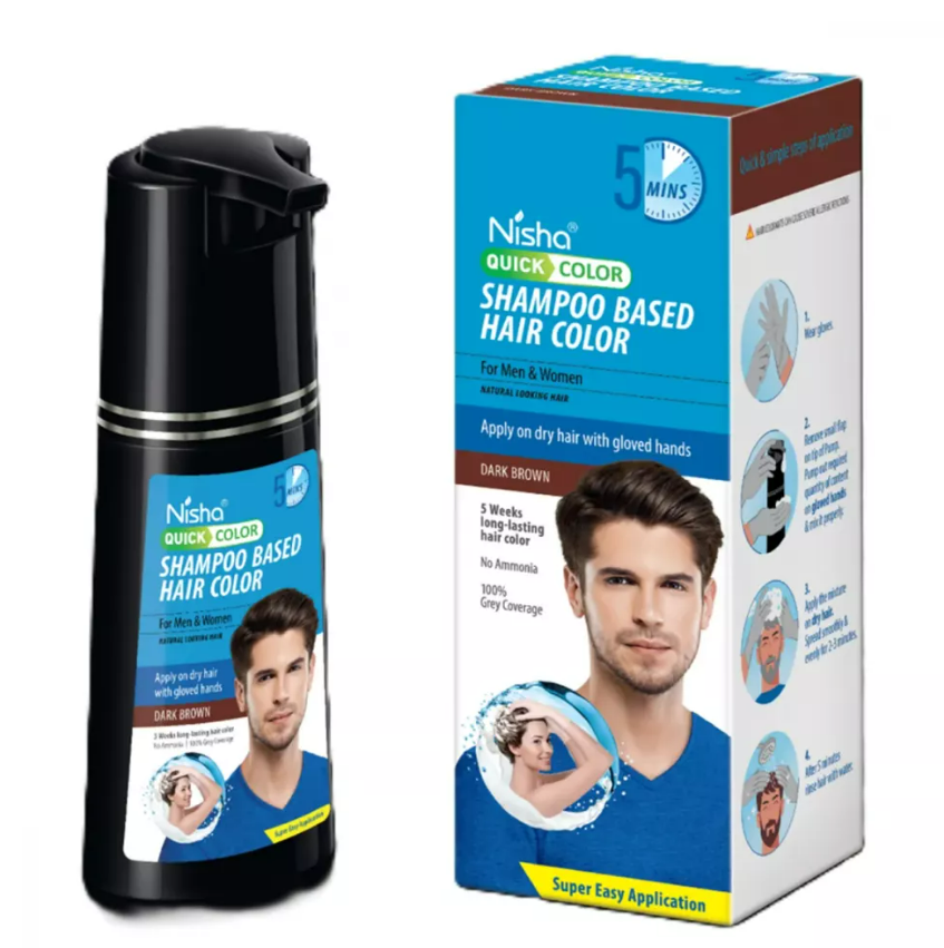 Nisha Quick Color Shampoo Based Hair Color (Pouch)